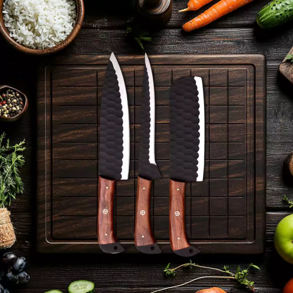 3Pcs Damascus Chef Knife Set
