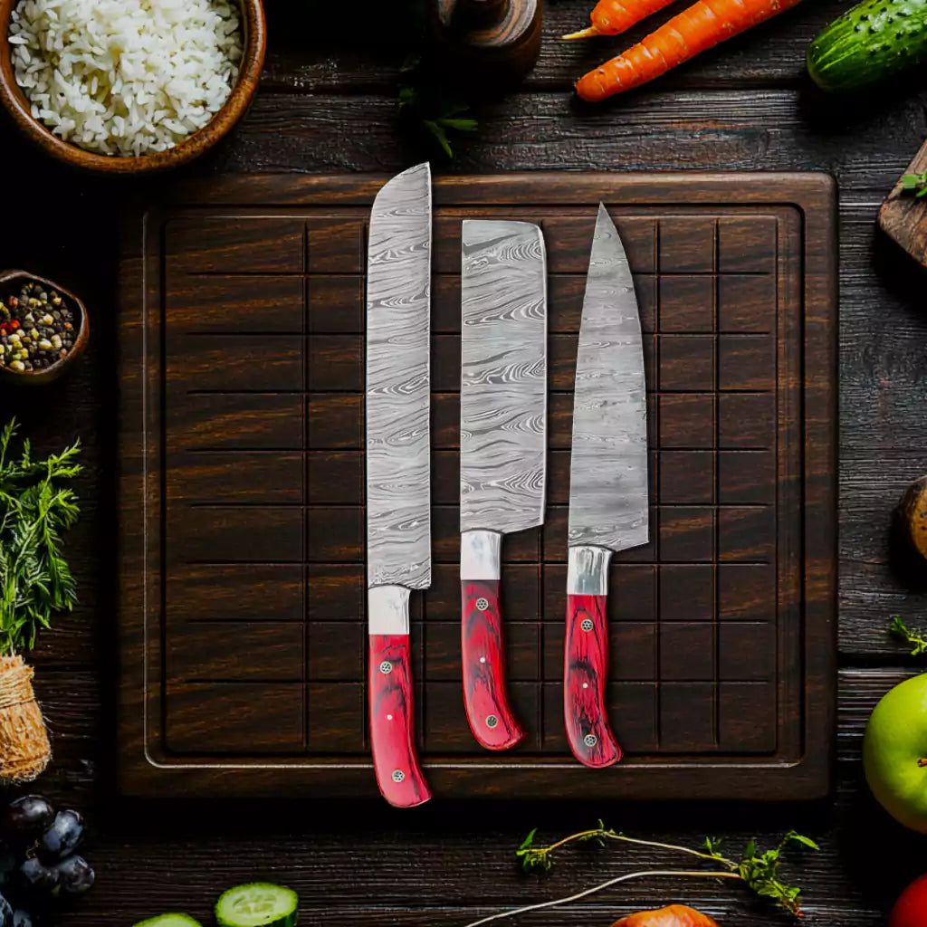 Damascus Steel Kitchen Knives Set - Image 3