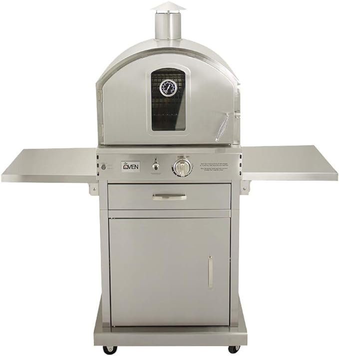 Summerset ‘The Oven’ Outdoor Freestanding Large Capacity Gas Oven with Pizza Stone, Smoker Box and Mobile Cart, 304 Stainless Steel Construction, Natural Gas