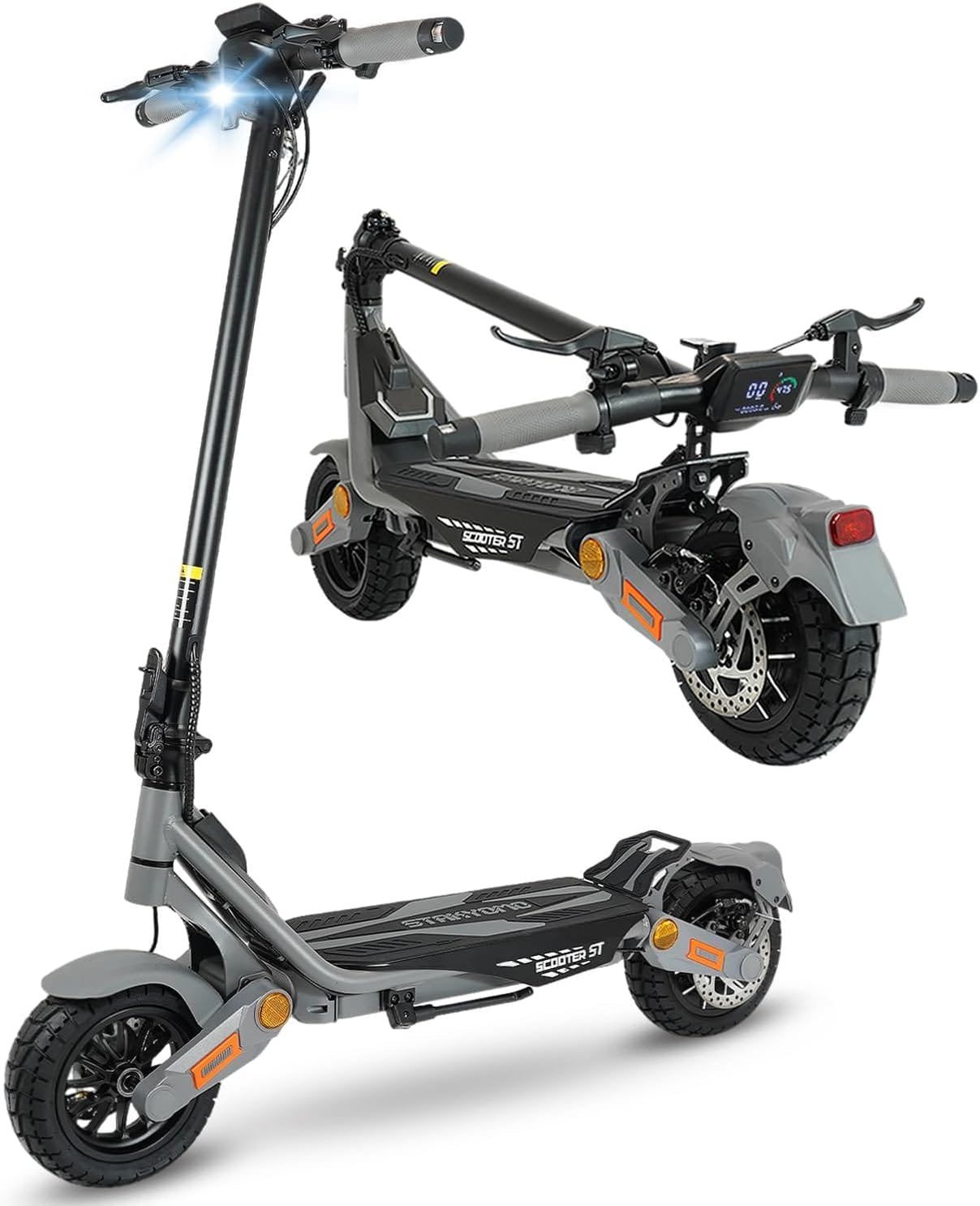 Fast Electric Scooter Adults, 1200W/5600W Off Road E Scooter, 35/50 Miles Long Range, 35/50 MPH Top Speed, 10/11″ Tires, Foldable Kick Scooter for Adults and Teens with Dual Suspension - Style Gears