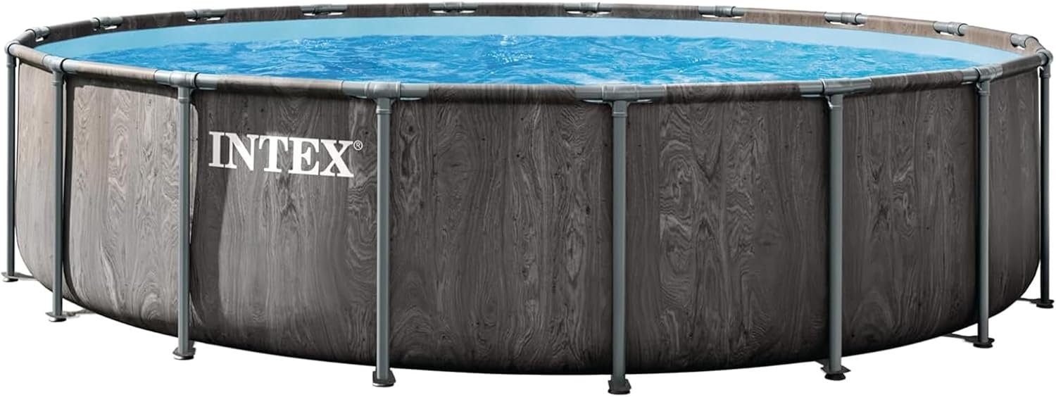 INTEX 26743EP Prism Frame Above Ground Swimming Pool Set: 18ft x 48in – Includes 1500 GPH Cartridge Filter Pump – Removable Ladder – Pool Cover – Ground Cloth