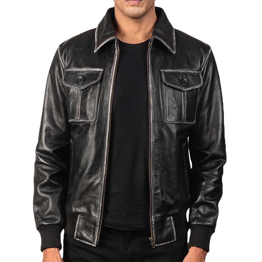 Aaron Leather Bomber Jacket