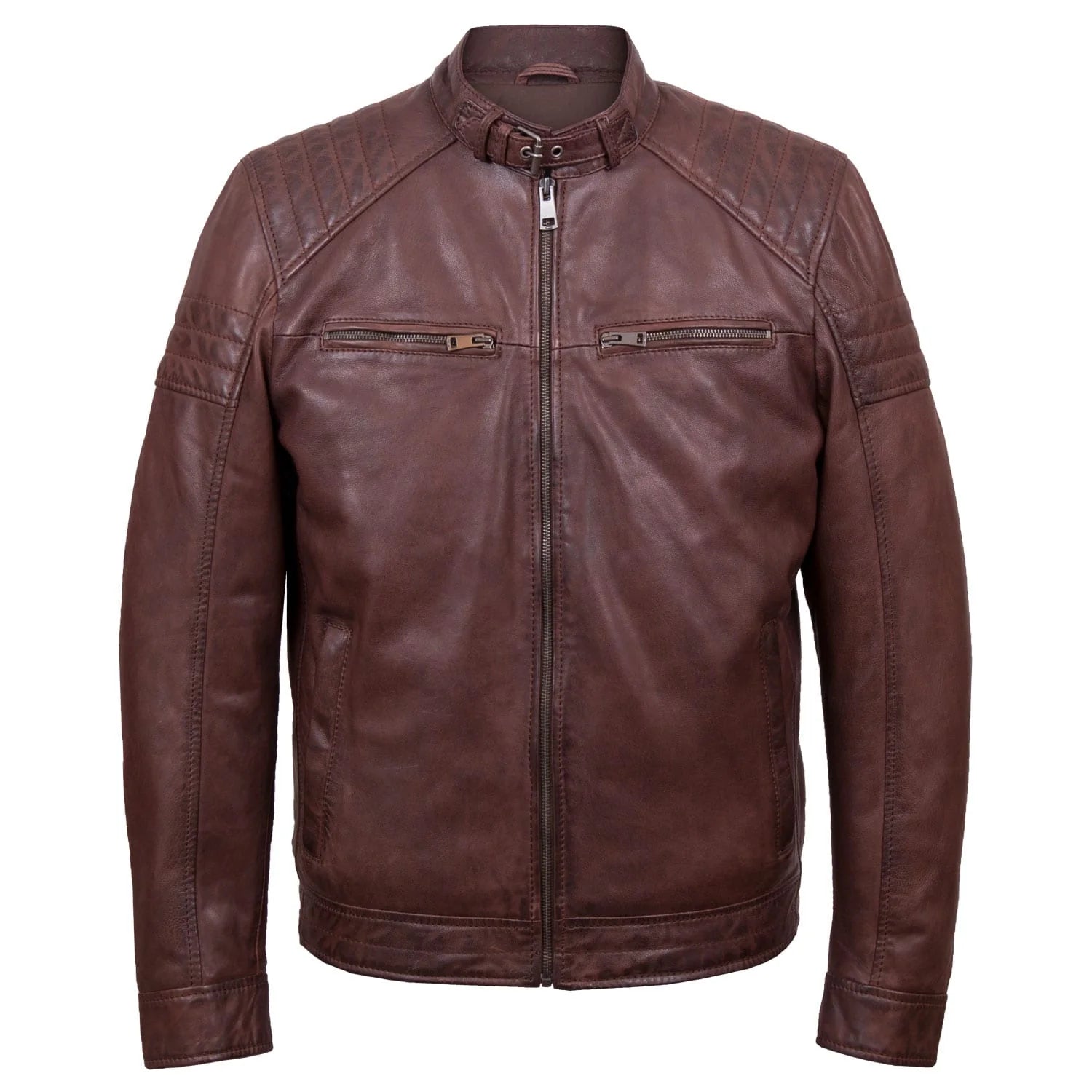 Budd: Men's Burgundy Leather Jacket