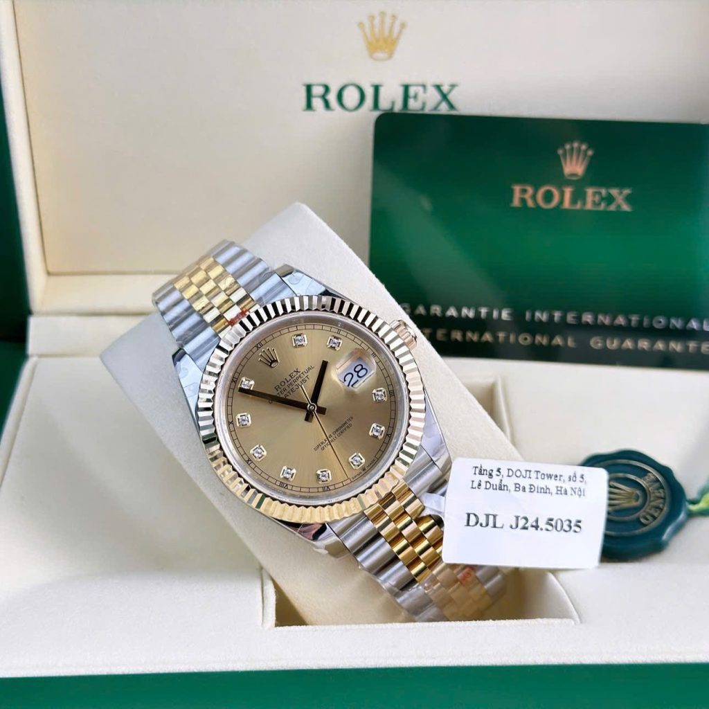 Δα»ng Hα» Rolex DateJust Bα»c VΓ ng MαΊ·t VΓ ng Champagne GM Factory Ver 5 41mm (9)