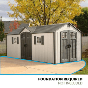 Lifetime 60127 20 x 8 Ft. Dual-Entry Outdoor Storage Shed with Skylights, Windows, and Floor – Desert Sand - Image 2