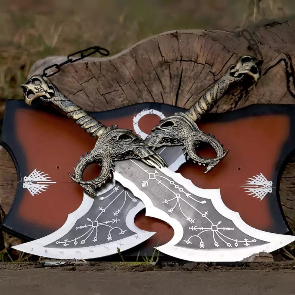 Twin Flame Warrior Blades – Display Replica Sword with Wall Mount | 21" Decorative Piece