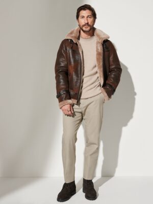 Classic Burnt Cognac Edition Sheepskin B-3 Bomber Jacket