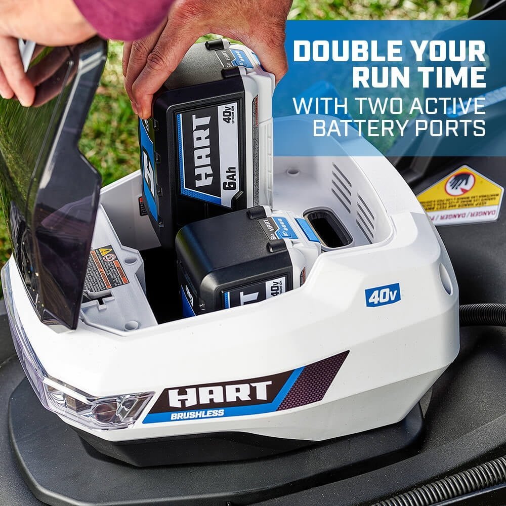 HART 40-Volt 21-inch Supercharge 3-in-1 Self-Propelled Mower Kit, (2) 6.0Ah Lithium-Ion Batteries - Image 7