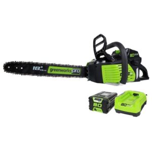 GreenWorks 80-volt 18″ Cordless Chainsaw 2Ah #2000002