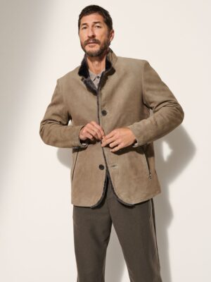 Austin Suede Leather Blazer with Shearling Lining