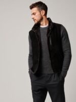 August Suede Leather Vest with Shearling Lining