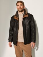 Jack Frost Leather Coat with Shearling Lining