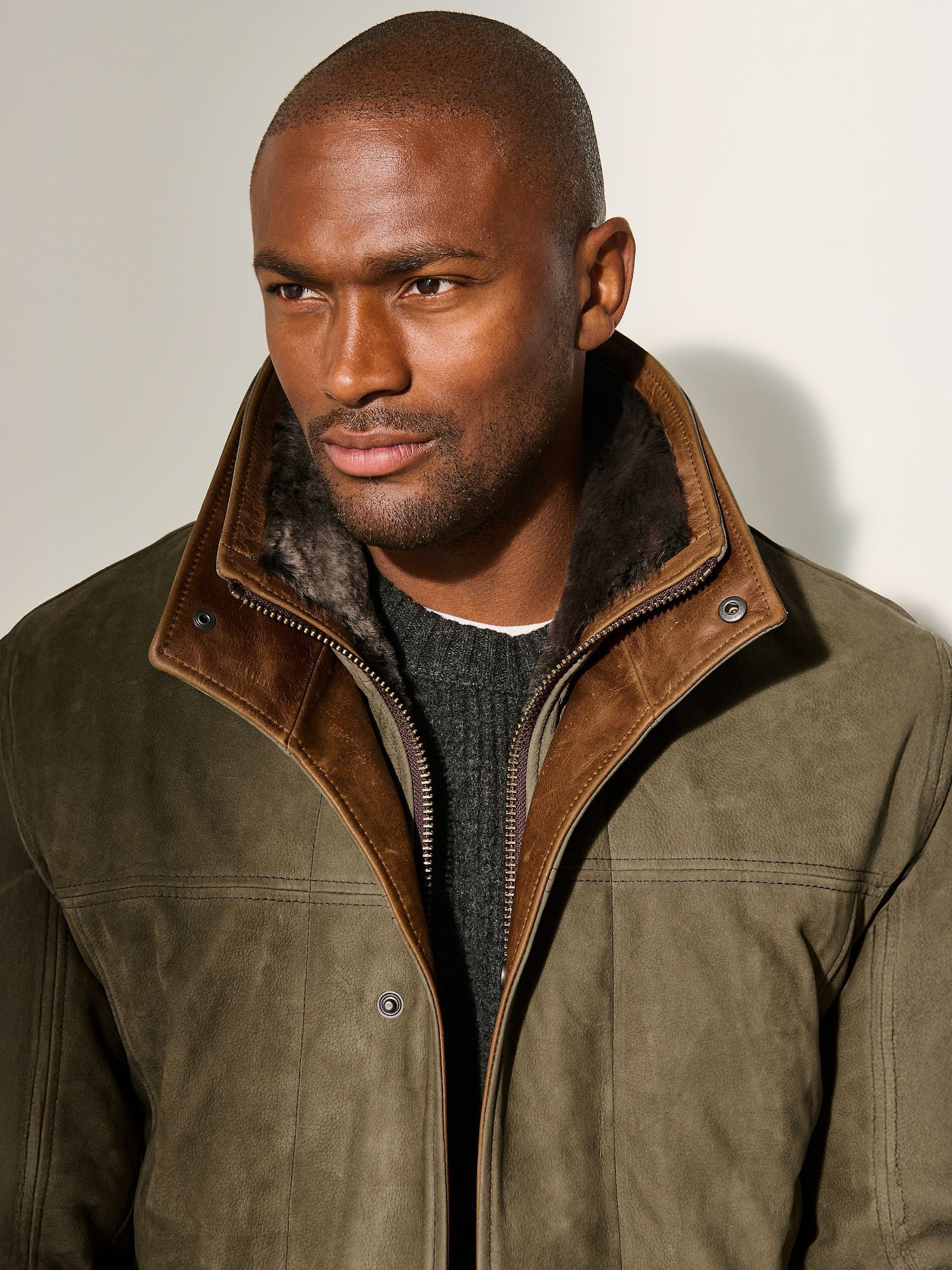 Jack Frost Olive Tundra Leather Coat with Shearling Lining - Image 6