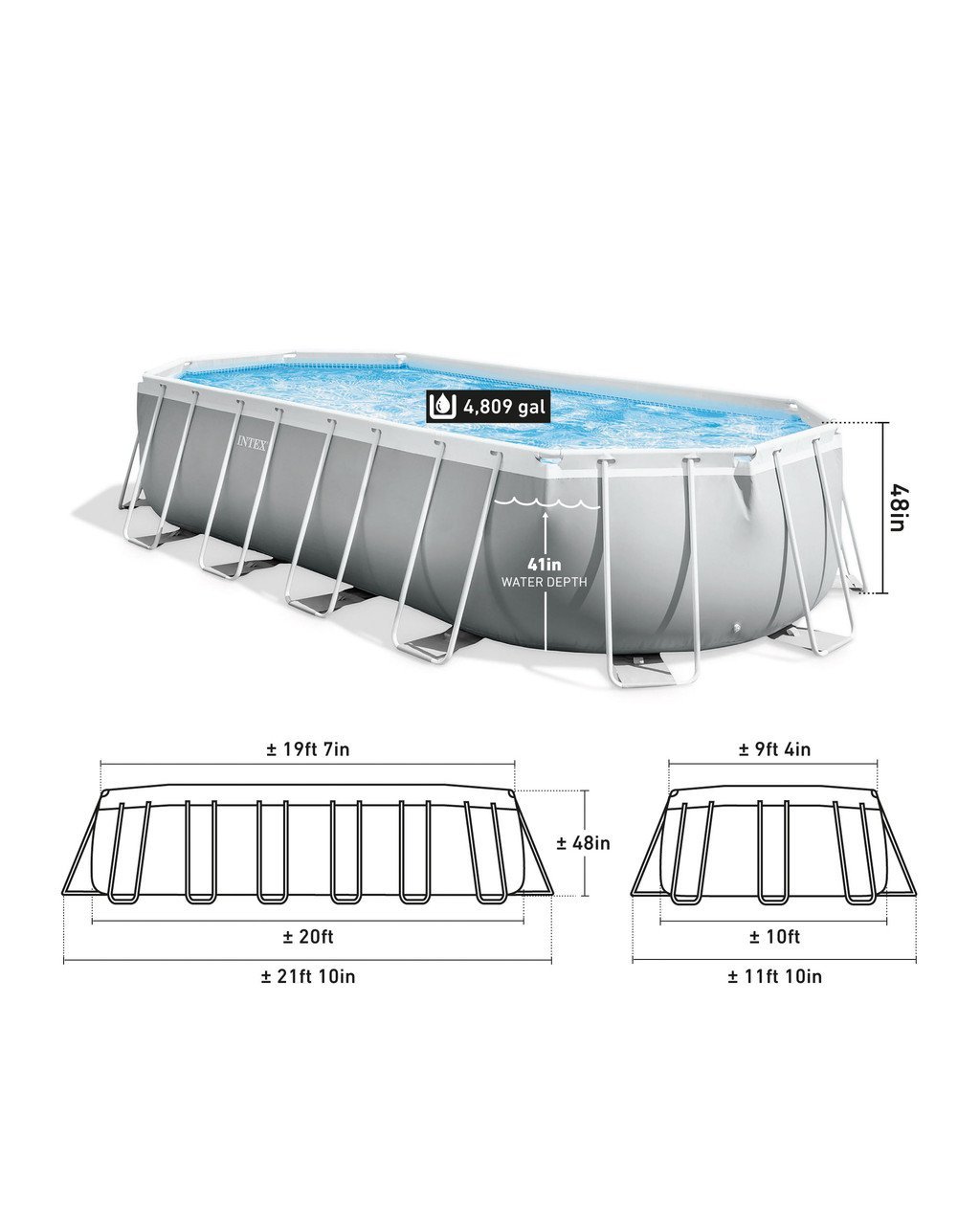 Prism Frame™ 20′ x 10′ x 48″ Oval Above Ground Pool Set - Image 5