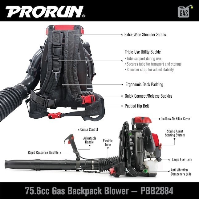 PRORUN PBB2884 Gas Backpack Leaf Blower - Image 2