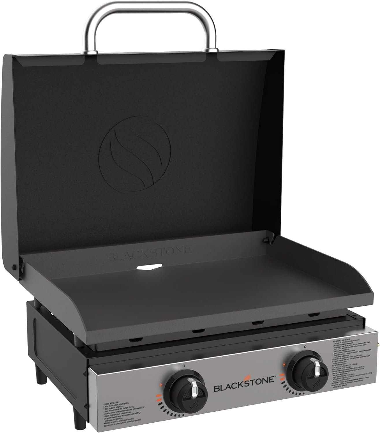 Blackstone 22″ Portable Tabletop Griddle – Dual Burner Flat Top Grill, 24,000 BTU Propane with Stainless Steel Faceplate & Rear Grease System - Image 13