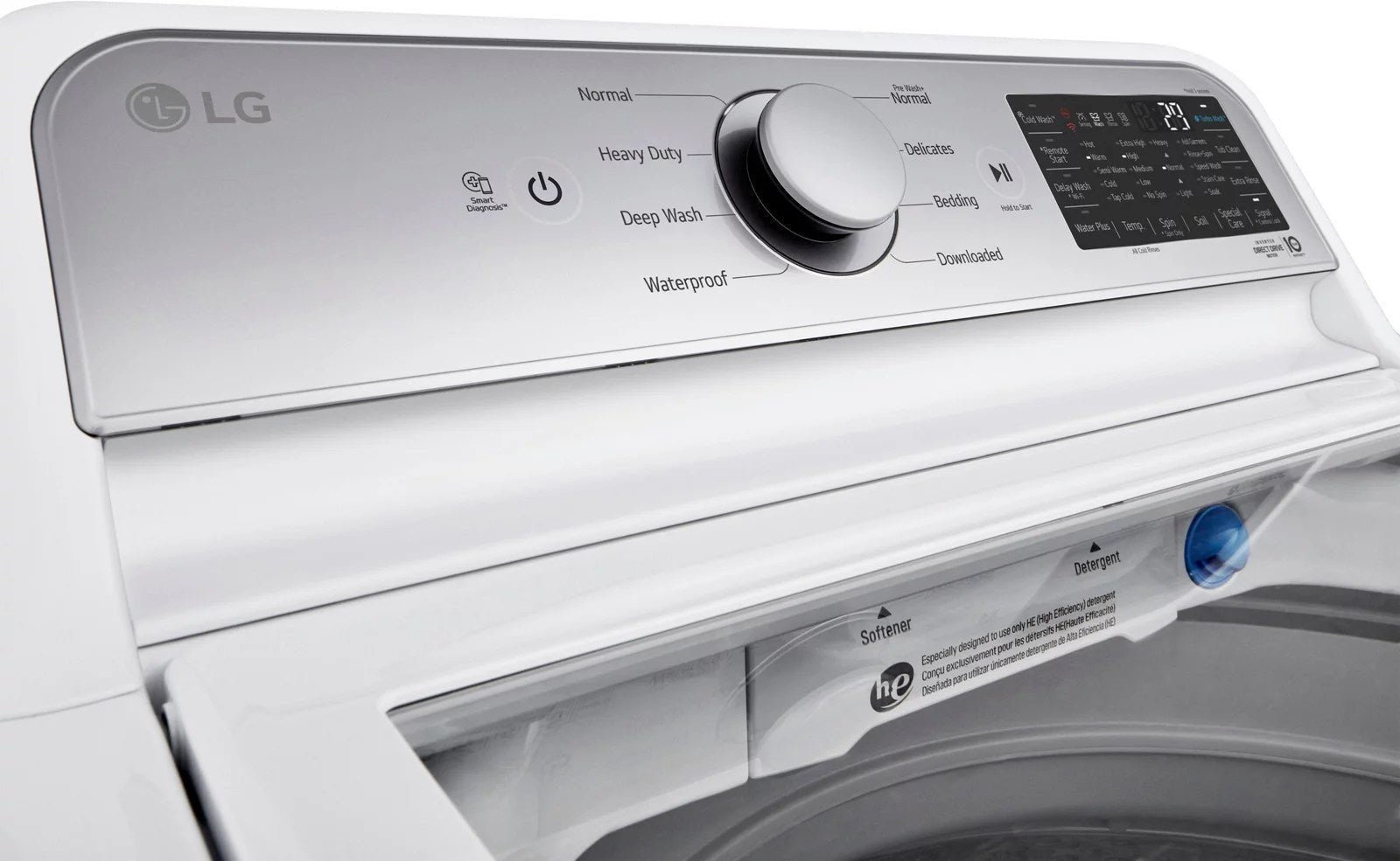 LG – 5.5 Cu. Ft. Smart Top Load Washer with TurboWash3D – White - Image 3