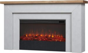 Real Flame Malie 68″ Electric Fireplace with Mantel & Remote Control