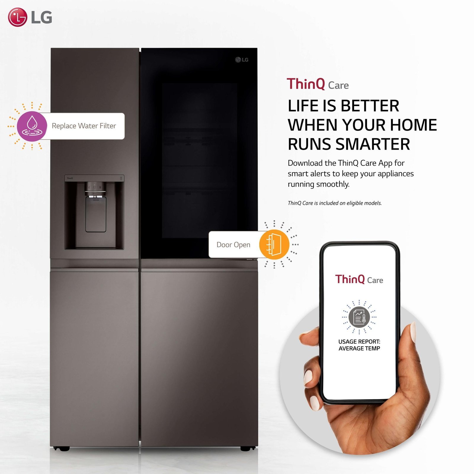 LG LRSOS2706D 27 Cu. Ft. Black Stainless Steel Side-by-Side Smart Refrigerator - Image 3