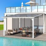 Aecojoy 12 ft x 12 ft White Aluminum Pergola with Canopy