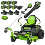 60V 42″ Cordless Battery CrossoverZ Zero Turn Riding Lawn Mower 3-Tool Combo Kit w/ (6) 8Ah Batteries, One(1) 2.5Ah Battery & Four (4) Chargers