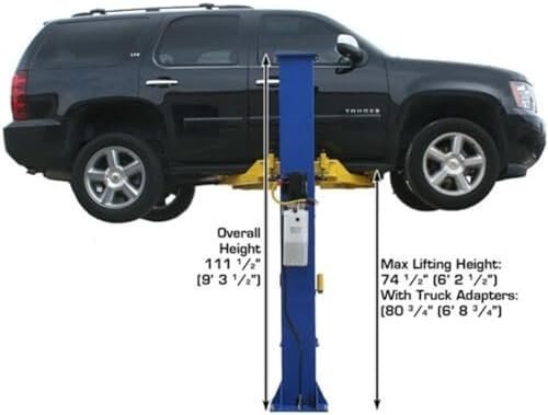 ATLAS Automotive Equipment 9KBPX 2-Post Lift/Hoist, Baseplate Style, 9’6″ Minimum Ceiling Height, 9,000lb Capacity, Symmetric Arms, Dual Hydraulic Chain Drive Cylinders, for Low Ceiling Home Use - Image 5