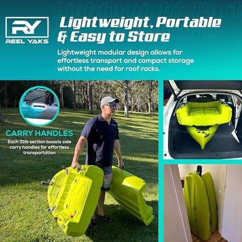 Reel Yaks Raptor Modular Fishing Kayak – 9.5ft Lightweight Sit On Top Kayak for Adults & Youth – Stable & Portable, Ideal Space-Saving Design for Travel – 380lbs Capacity - Image 4
