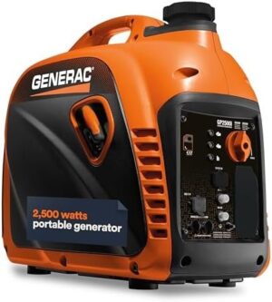 Generac 8251 GP2500i 2,500-Watt Gas Powered Portable Inverter Generator – Compact and Lightweight Design – Produces Clean, Stable Power – COsense Technology – CARB Compliant – Orange/Black