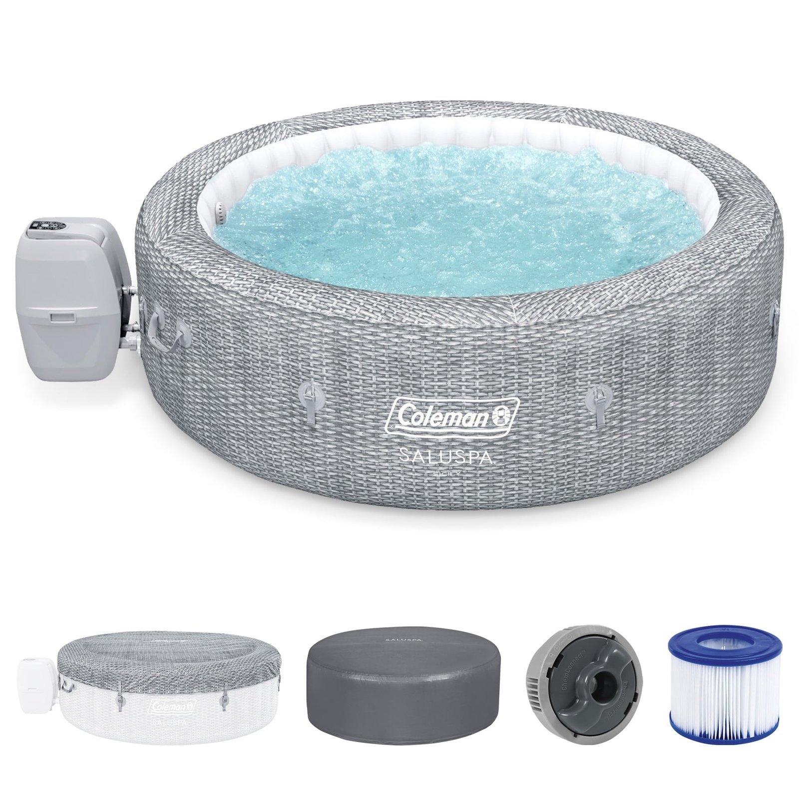 Coleman Sicily AirJet Inflatable Hot Tub w/ Cover w/ Pump #P09144