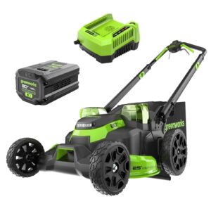 Greenworks 80V 25″ Brushless Cordless Self-Propelled Lawn Mower,3 in 1 Dual Blade LawnMover, W/4.0Ah Battery and Rapid Charger Included