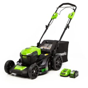 Greenworks Self-Propelled 21-inch Brushless Lawn Mower 40V with 5Ah Battery and Charger