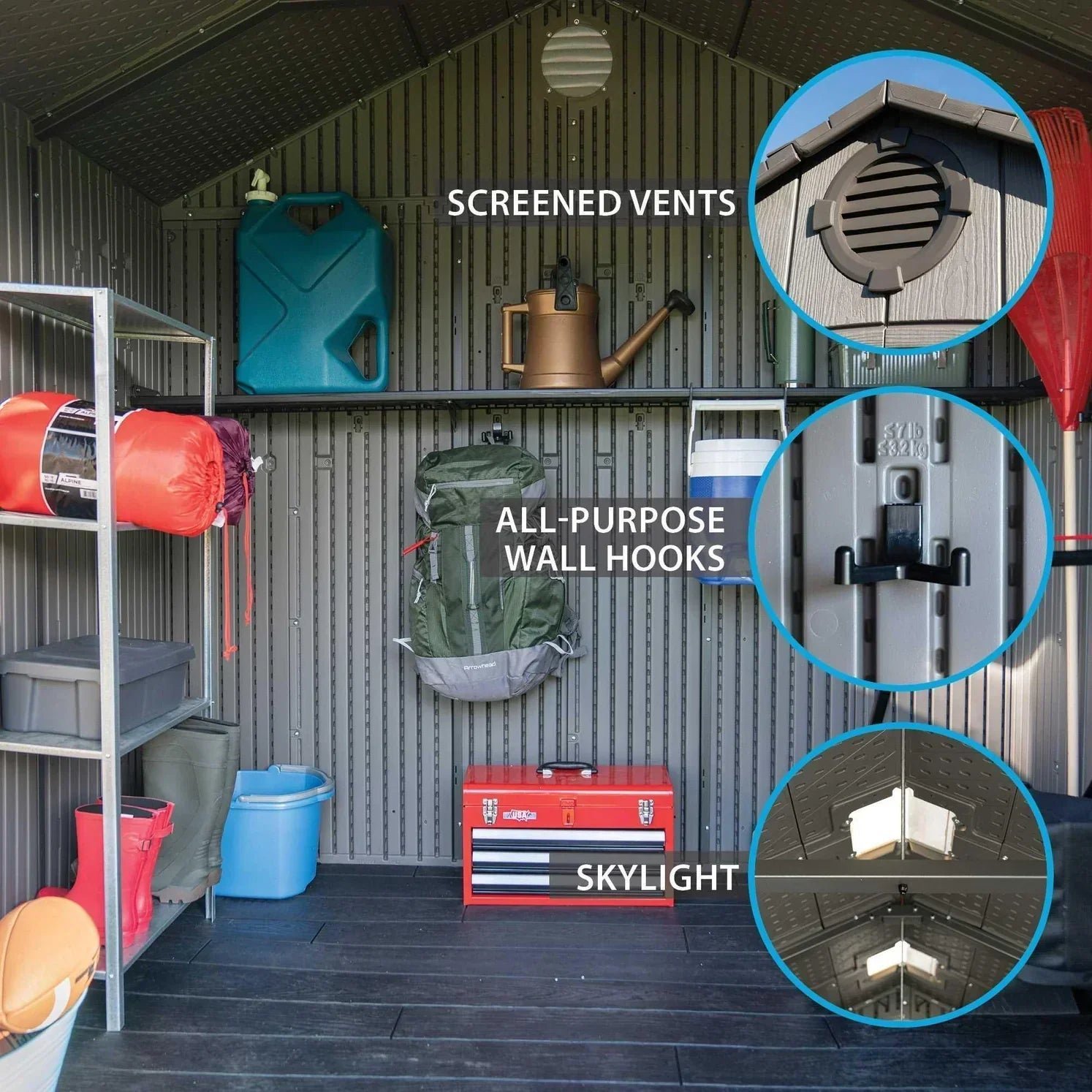 Lifetime 8 Ft x 7.5 Ft Outdoor Storage Shed - Image 26