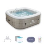 RELXTIME Inflatable Outdoor Hot Tub for 6 Person Square Spa with 120 Bubble Jets, Filter Cartridges