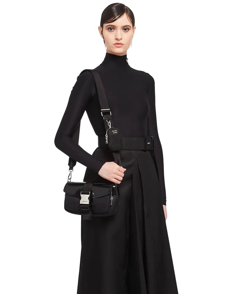 Prada Pocket Nylon and Brushed Leather Bag - Image 13