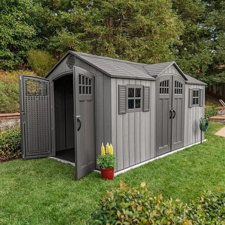 Lifetime 15′ x 8′ Rough Cut Dual-Entry Outdoor Storage Shed - Image 6