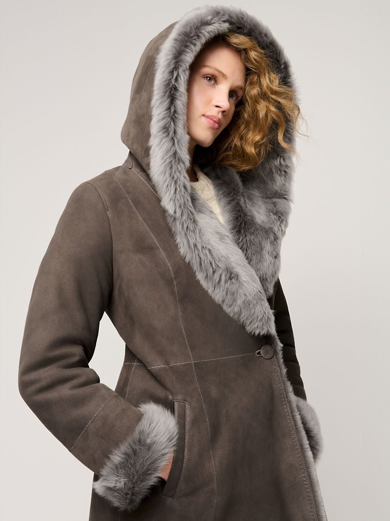 Gabriella Hooded Sheepskin Coat