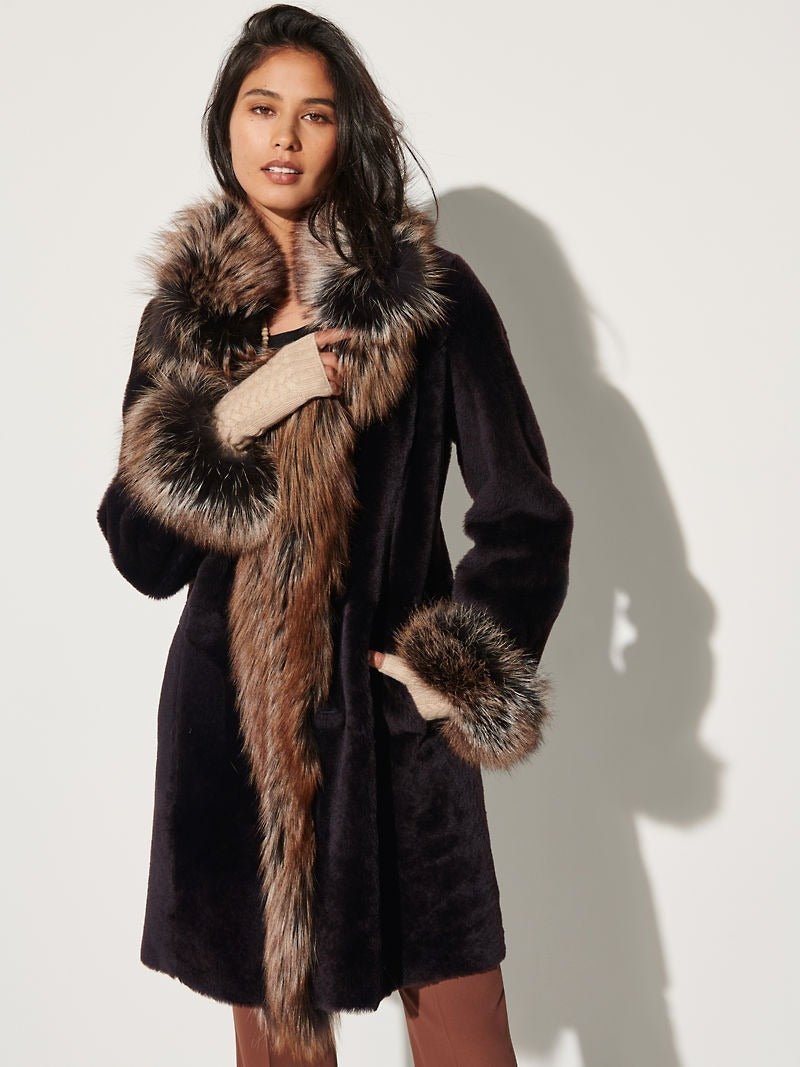 Chantal Reversible Navy Sheepskin Coat - Image 3