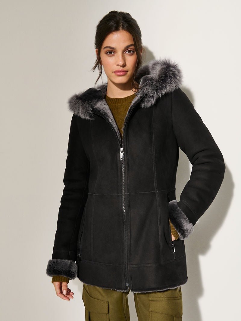 Claire Hooded Toscana Sheepskin Coat - Image 2