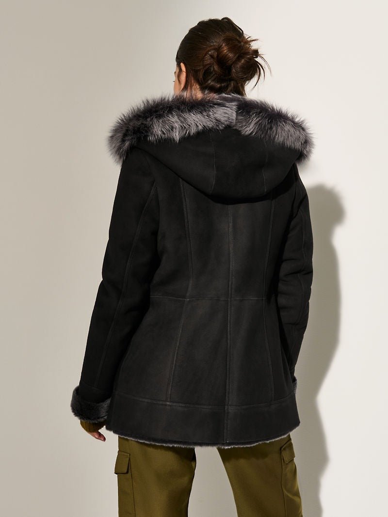 Claire Hooded Toscana Sheepskin Coat - Image 5