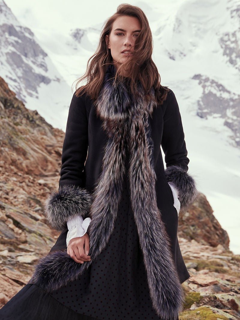 Chantal Reversible Navy Sheepskin Coat - Image 4