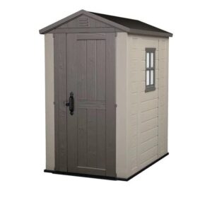Factor 4x 6 FT Durable Resin Outdoor Storage Shed with Reinforced Steel For Lawn Patio Garden