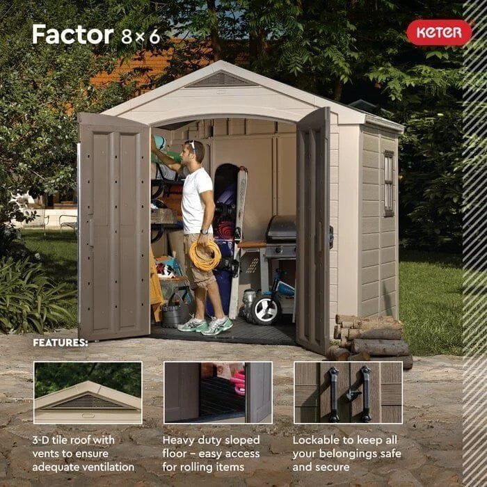 Factor 8 ft. W x 6 ft. D Plastic Storage Shed - Image 8