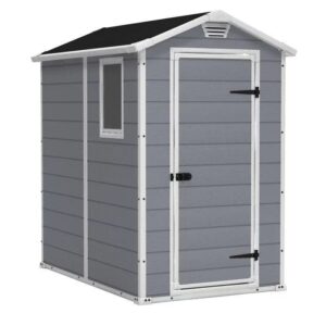 Keter Manor 4 ft. W x 6 ft. D Vertical Resin Outdoor Storage Shed Ideal For Patio Installation Included