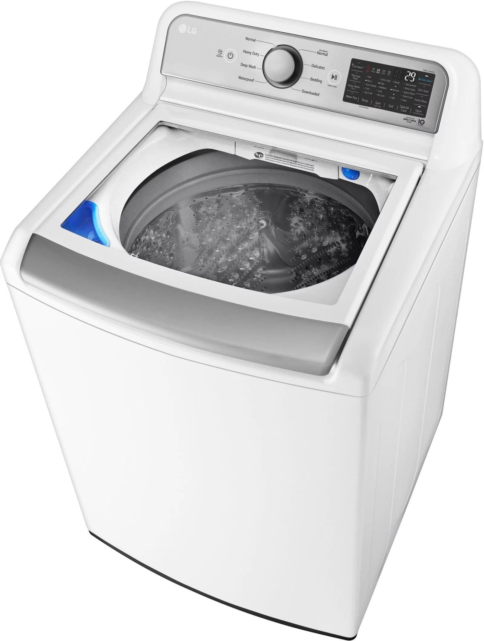 LG – 5.5 Cu. Ft. Smart Top Load Washer with TurboWash3D – White - Image 3