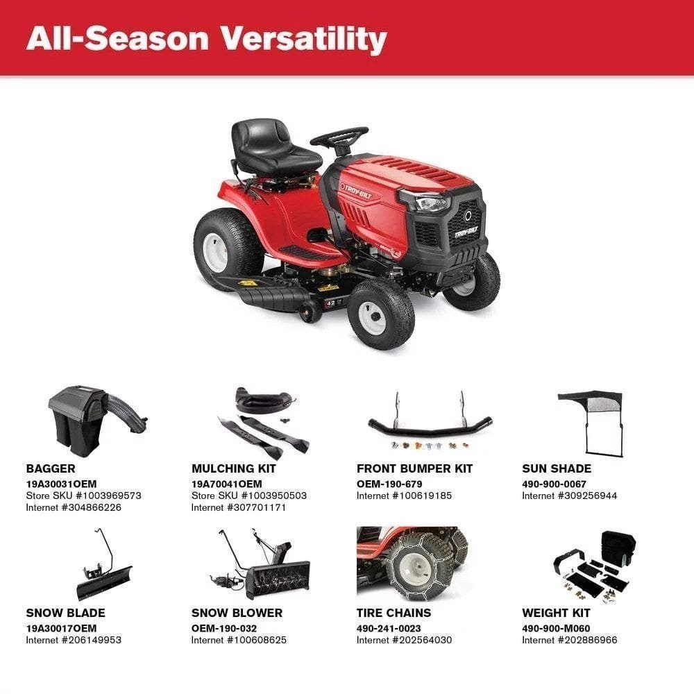 Troy Bilt Bronco 42 in 19 HP Briggs & Stratton Automatic Drive Gas Riding Lawn Tractor with Mow in Reverse - Image 7
