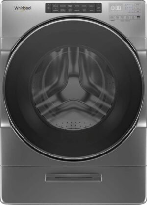 Whirlpool – 4.5 Cu. Ft. High Efficiency Stackable Front Load Washer with Steam and Load & Go XL Dispenser – Chrome shadow