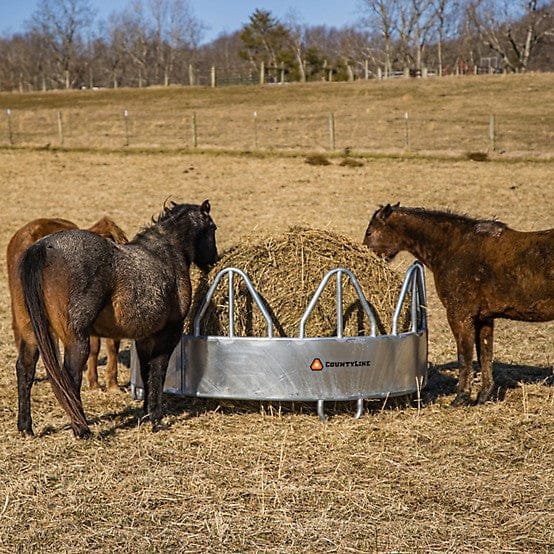 CountyLine 1 Round bale 8 ft. x 50 in. Equine Pro Galvanized Sheeted Bale Feeder for Horses with Hay Saver - Image 3