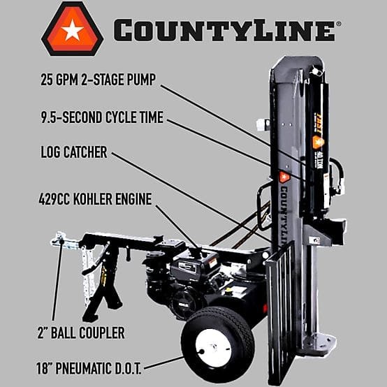 CountyLine 40-Ton Gas-Powered Horizontal/Vertical Log Splitter, Kohler Command PRO 14 HP Engine - Image 4