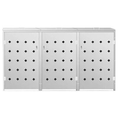 vidaXL Triple Wheelie Bin Shed 63.4 gal Stainless - Image 2