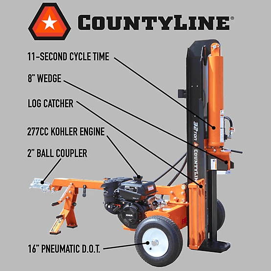 CountyLine 32-Ton Gas-Powered Horizontal/Vertical Log Splitter, Kohler 277cc Engine - Image 3
